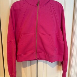 Lululemon Scuba Oversized Cropped Pink Zip-Up Hoodie